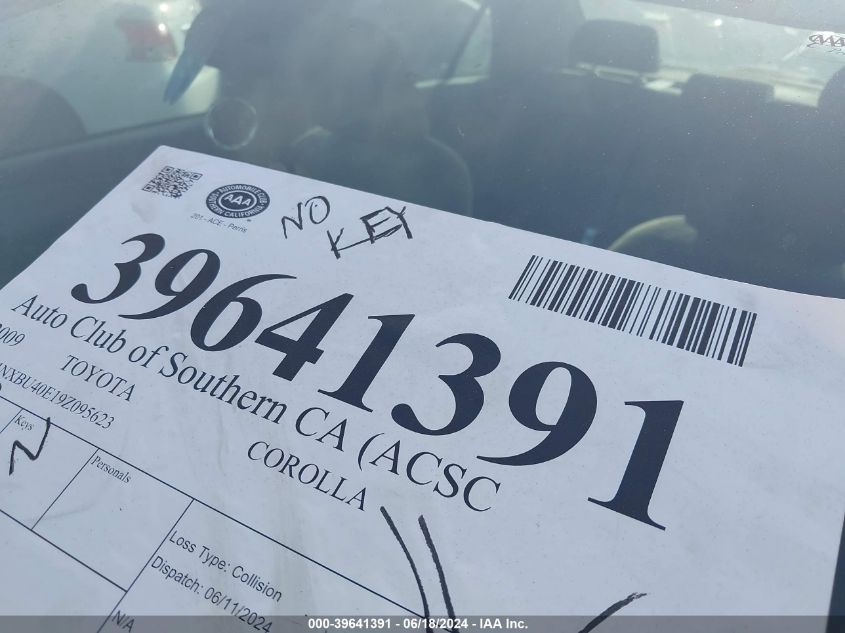 2009 Toyota Corolla Le VIN: 1NXBU40E19Z095623 Lot: 39641391