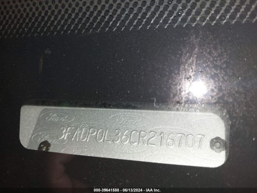2012 Ford Fusion Hybrid VIN: 3FADP0L36CR216707 Lot: 39641588