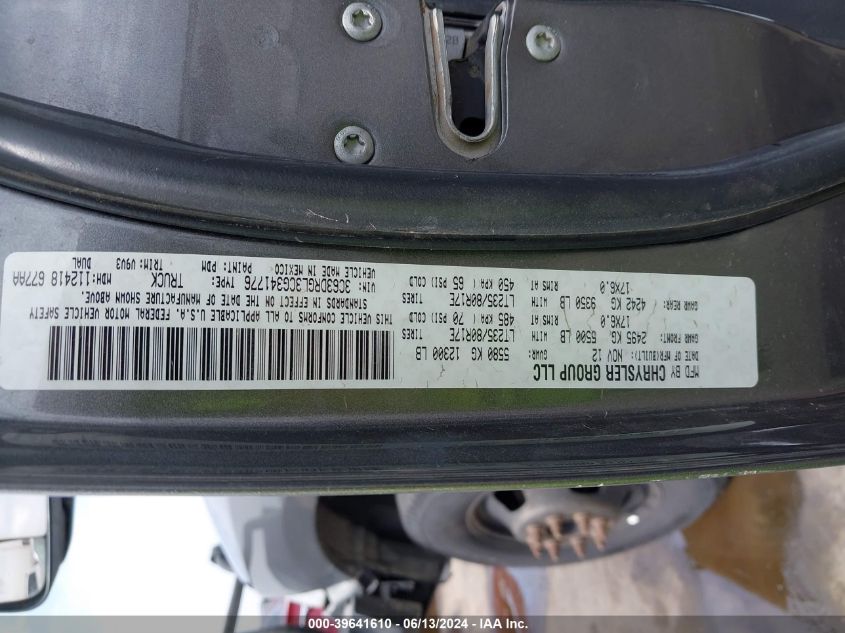 2012 Ram 3500 St VIN: 3C63DRGL3CG341776 Lot: 39641610