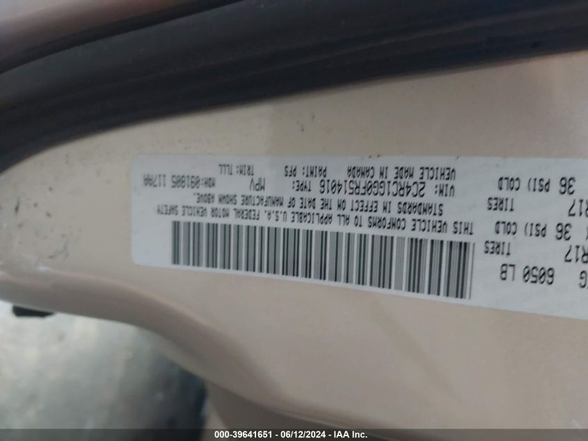 2015 Chrysler Town & Country Limited Platinum VIN: 2C4RC1GG0FR514016 Lot: 39641651