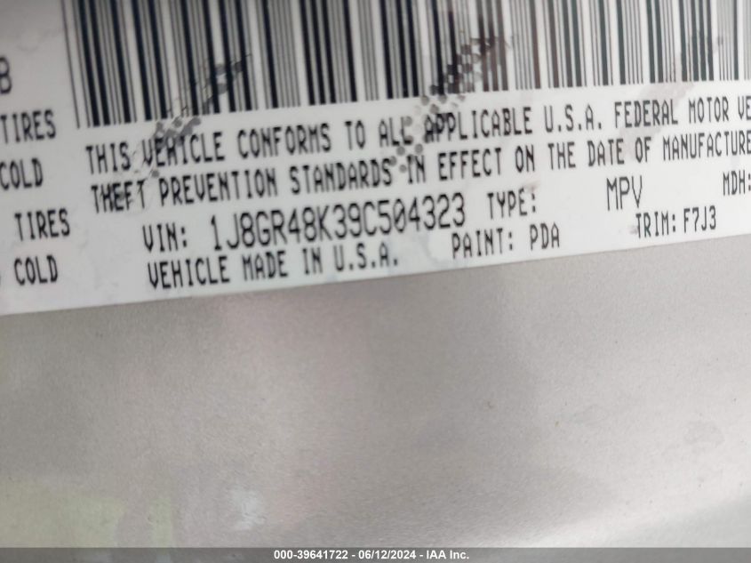 2009 Jeep Grand Cherokee Laredo VIN: 1J8GR48K39C504323 Lot: 39641722