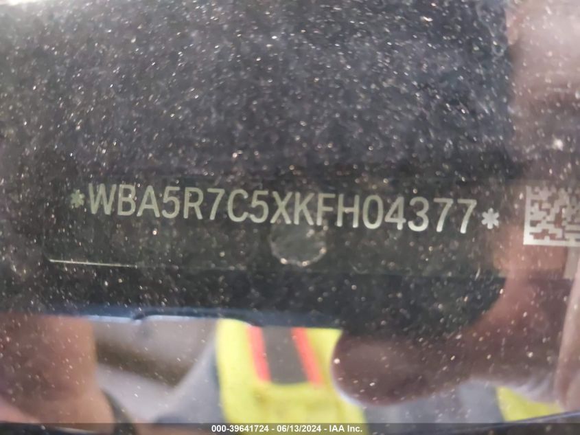 2019 BMW 330I xDrive VIN: WBA5R7C5XKFH04377 Lot: 39641724