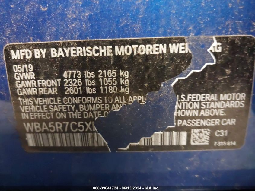 2019 BMW 330I xDrive VIN: WBA5R7C5XKFH04377 Lot: 39641724