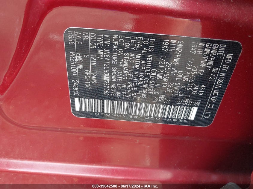 2021 NISSAN ROGUE SL INTELLIGENT AWD - JN8AT3CB0MW237962