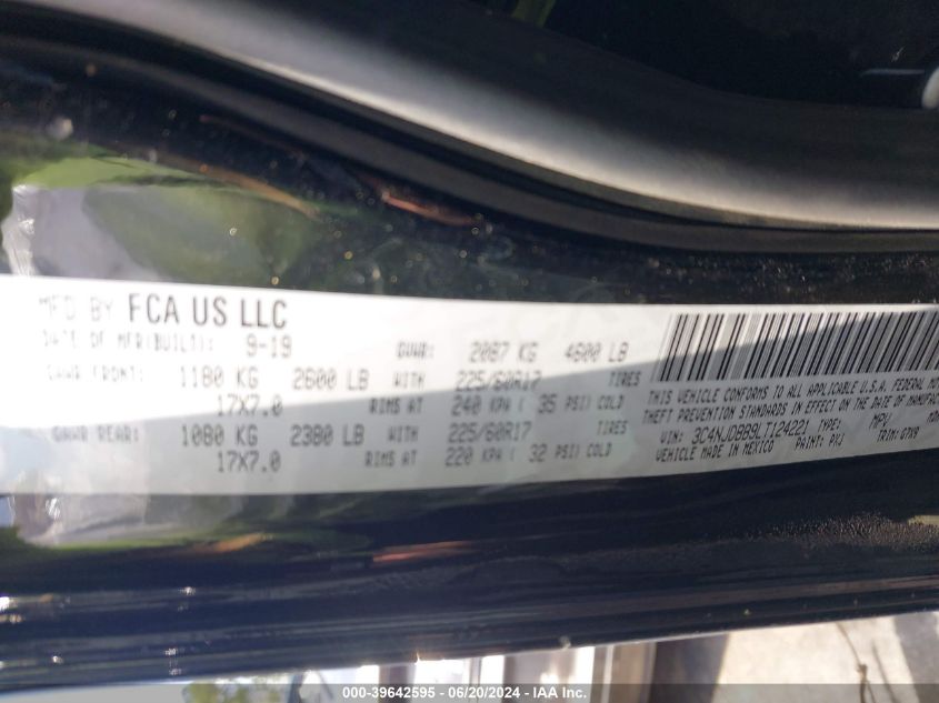 2020 Jeep Compass Latitude 4X4 VIN: 3C4NJDBB9LT124221 Lot: 39642595