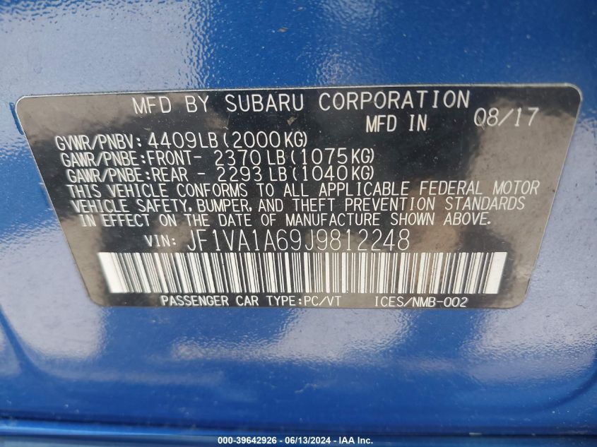 JF1VA1A69J9812248 2018 Subaru Wrx