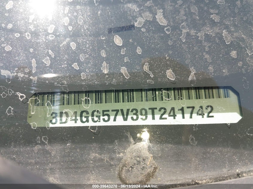 2009 Dodge Journey Sxt VIN: 3D4GG57V39T241742 Lot: 39643270