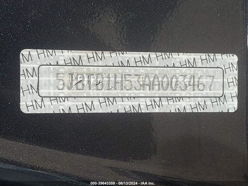 2010 Acura Rdx VIN: 5J8TB1H53AA003467 Lot: 39643359