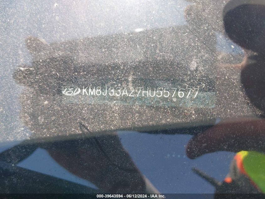 2017 Hyundai Tucson Value VIN: KM8J33A27HU557677 Lot: 39643594