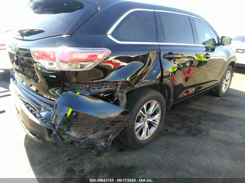 2015 Toyota Highlander Xle V6 VIN: 5TDJKRFH3FS139917 Lot: 39643753