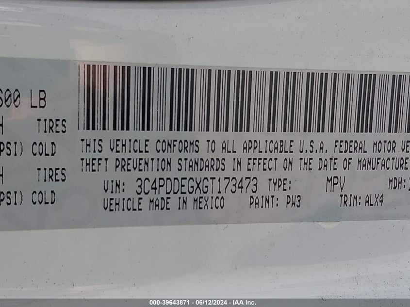 2016 Dodge Journey R/T VIN: 3C4PDDEGXGT173473 Lot: 39643871