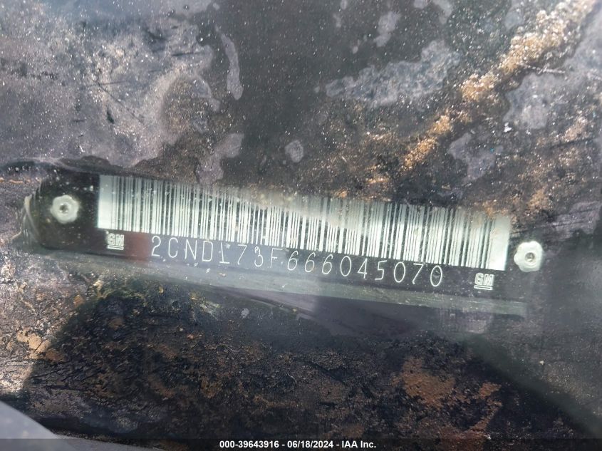 2006 Chevrolet Equinox Lt VIN: 2CNDL73F666045070 Lot: 39643916