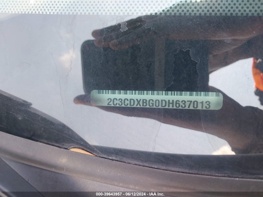 2013 Dodge Charger Se VIN: 2C3CDXBG0DH637013 Lot: 39643957