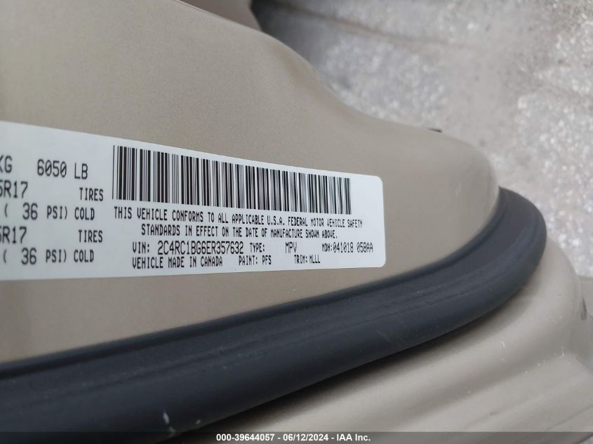 2014 Chrysler Town & Country Touring VIN: 2C4RC1BG6ER357632 Lot: 39644057