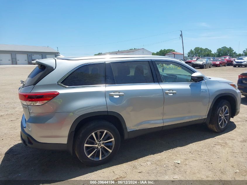 2019 Toyota Highlander Hybrid Xle VIN: 5TDJGRFH7KS071360 Lot: 39644156