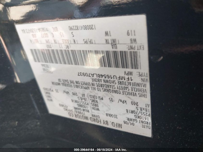 2008 Ford Expedition Xlt VIN: 1FMFU16548LA70937 Lot: 39644164