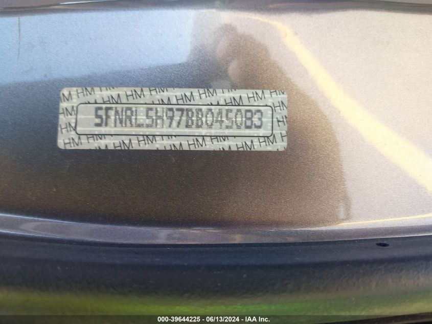 2011 Honda Odyssey Touring/Touring Elite VIN: 5FNRL5H97BB045083 Lot: 39644225