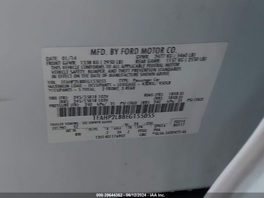 2014 FORD POLICE INTERCEPTOR - 1FAHP2L88EG155055