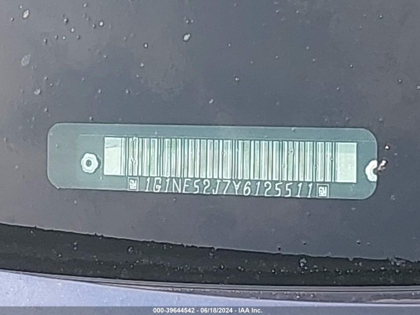 2000 Chevrolet Malibu Ls VIN: 1G1NE52J7Y6125511 Lot: 39644542