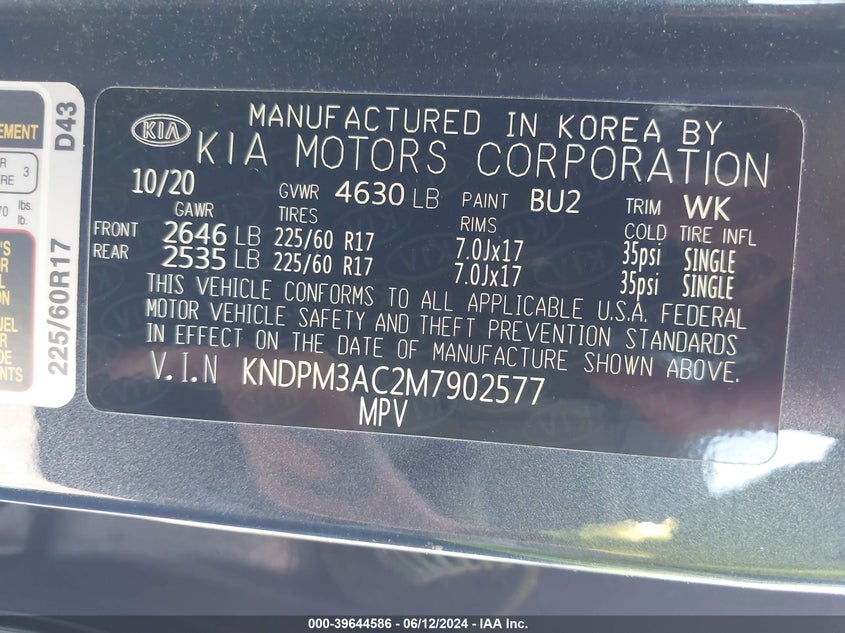 2021 KIA SPORTAGE LX - KNDPM3AC2M7902577