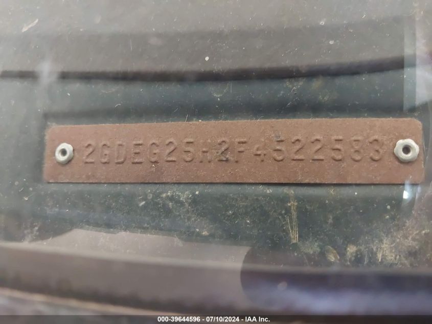 1985 GMC Rally Wagon / Van G2500 VIN: 2GDEG25H2F4522583 Lot: 39644596