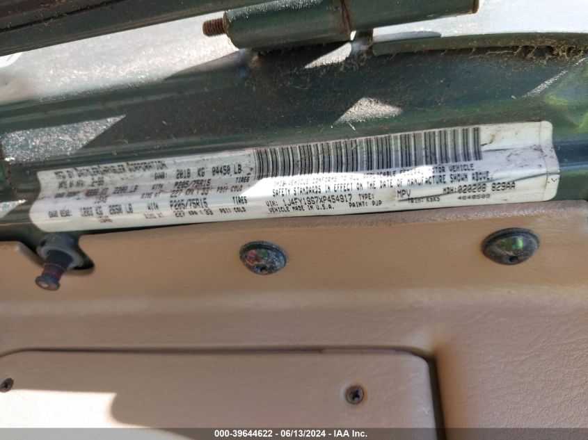 1999 Jeep Wrangler Sport VIN: 1J4FY19S7XP454917 Lot: 39644622