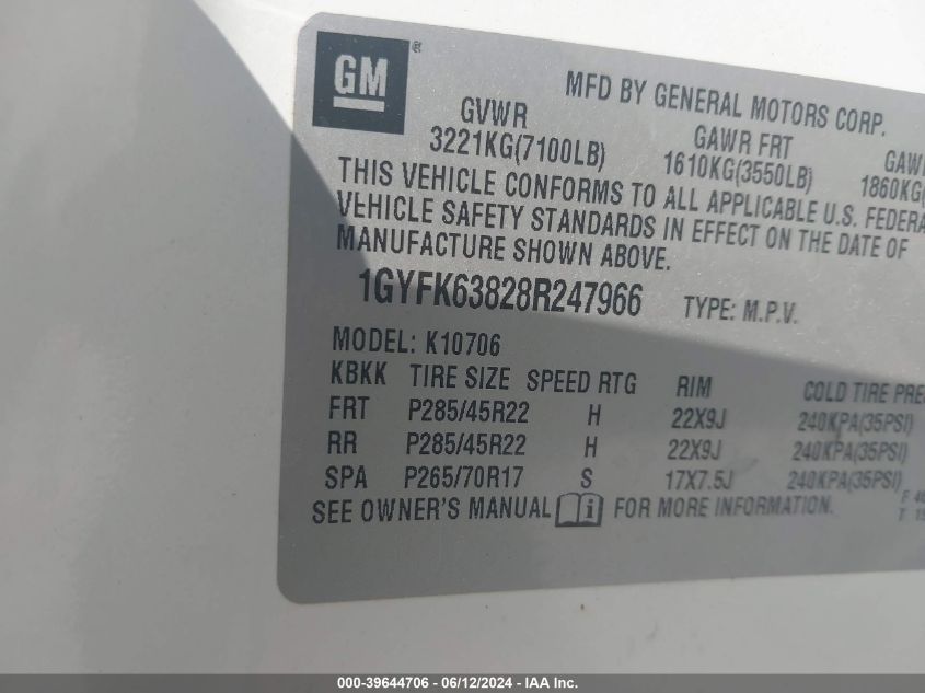 2010 Cadillac Escalade Premium VIN: 1GYUKCEF5AR156519 Lot: 39644706