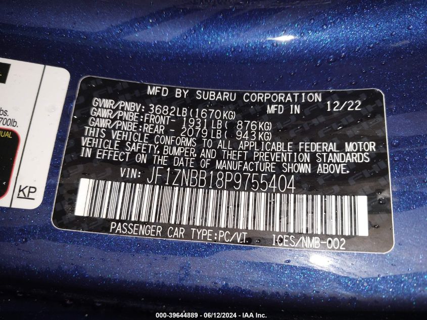VIN JF1ZNBB18P9755404 2023 TOYOTA GR86