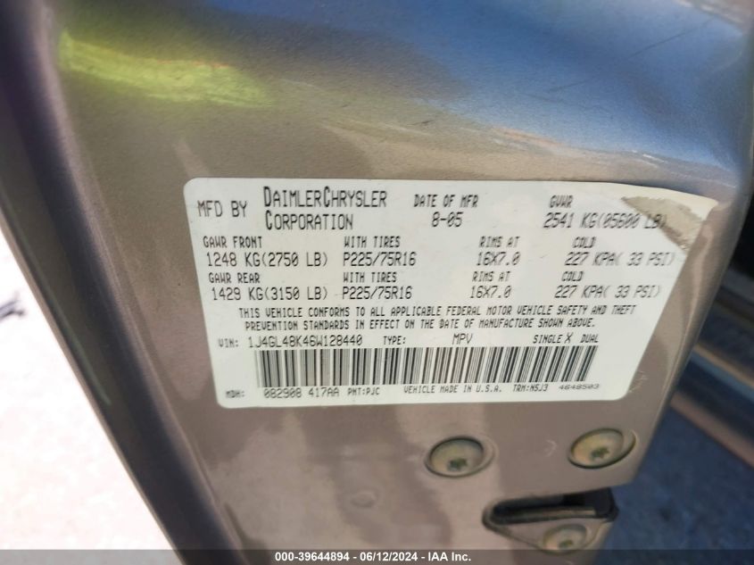 1J4GL48K46W128440 2006 Jeep Liberty Sport