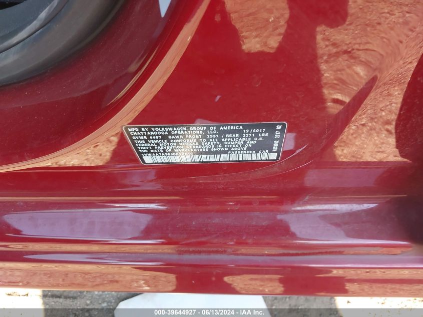 2018 Volkswagen Passat 2.0T R-Line/2.0T S VIN: 1VWAA7A35JC018610 Lot: 39644927