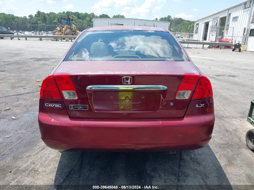 2003 Honda Civic Lx VIN: 2HGES16683H569388 Lot: 39645048