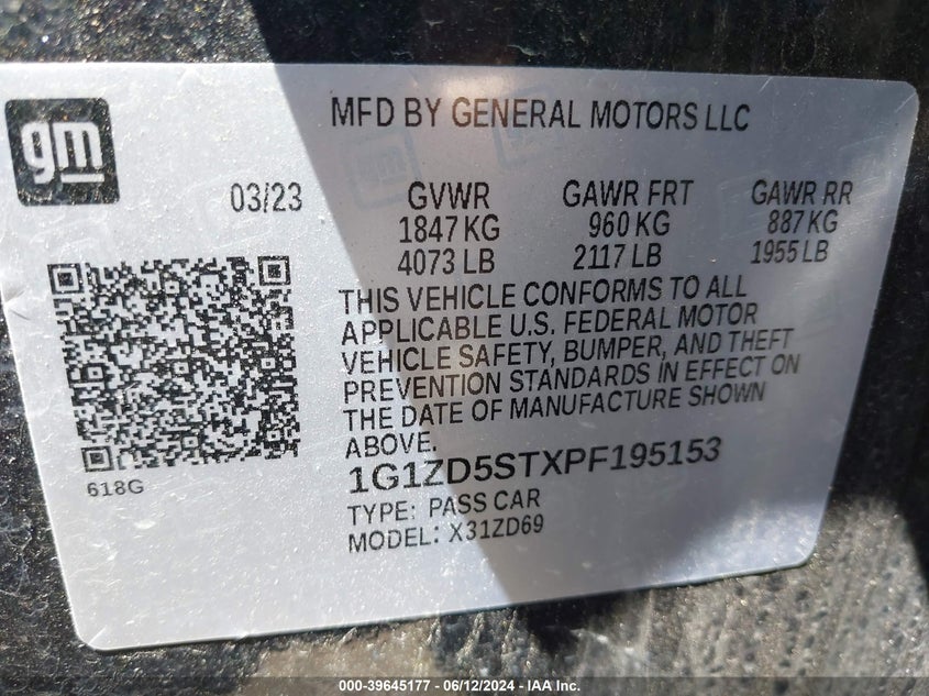 2023 CHEVROLET MALIBU FWD 1LT - 1G1ZD5STXPF195153