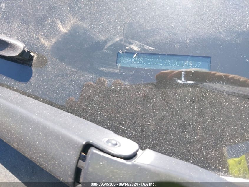 2019 Hyundai Tucson Night VIN: KM8J33AL7KU010957 Lot: 39645305
