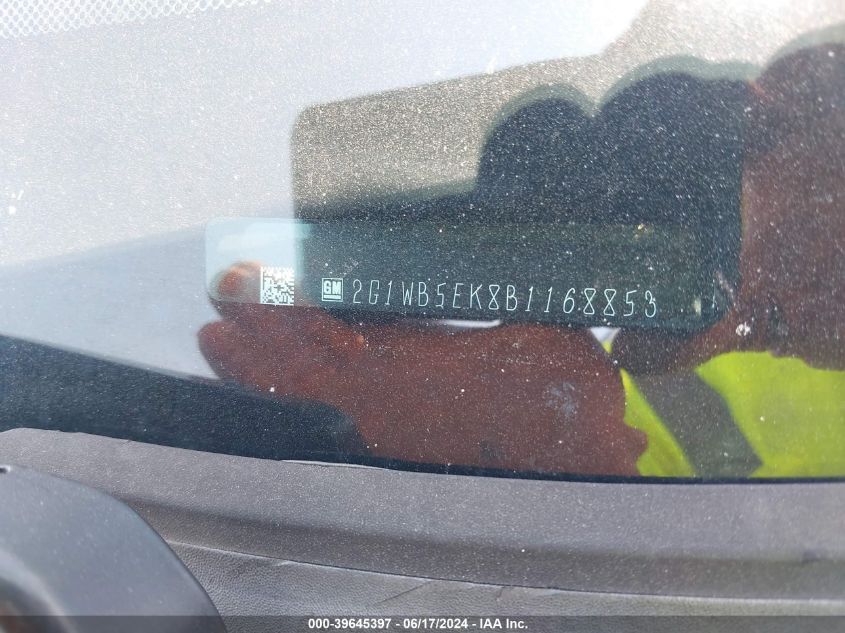 2011 Chevrolet Impala Lt VIN: 2G1WB5EK8B1168853 Lot: 39645397