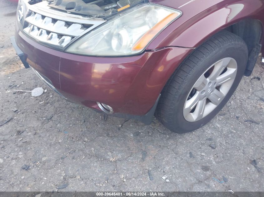 2006 Nissan Murano Sl VIN: JN8AZ08TX6W418102 Lot: 39645481