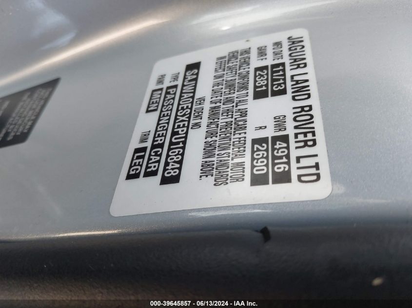 2014 Jaguar Xf I4 T VIN: SAJWA0ESXEPU16848 Lot: 39645857