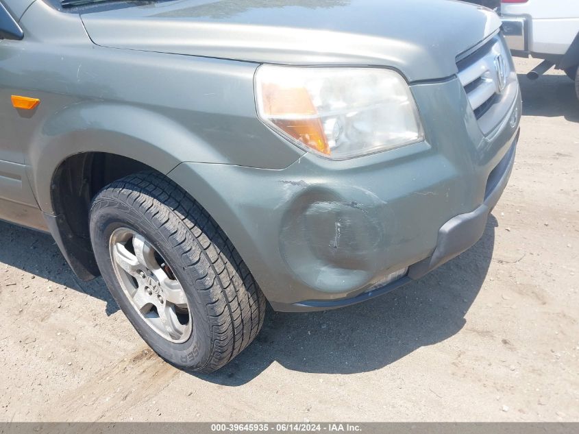 2007 Honda Pilot Ex-L VIN: 2HKYF18747H534799 Lot: 39645935