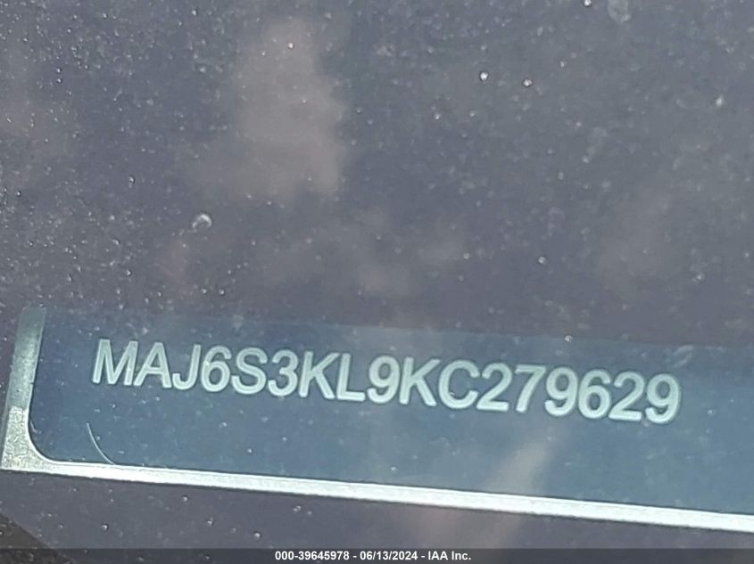 2019 Ford Ecosport Titanium VIN: MAJ6S3KL9KC279629 Lot: 39645978