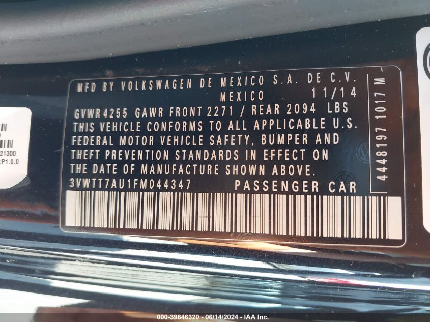 2015 VOLKSWAGEN GOLF GTI 2.0T S 2-DOOR - 3VWTT7AU1FM044347