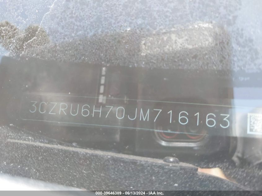 2018 Honda Hr-V Ex-L VIN: 3CZRU6H70JM716163 Lot: 39646389