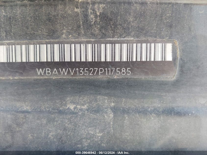 2007 BMW 328I VIN: WBAWV13527P117585 Lot: 39646942