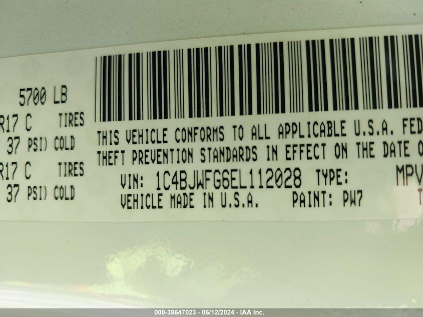 2014 Jeep Wrangler Unlimited Rubicon VIN: 1C4BJWFG6EL112028 Lot: 39647023