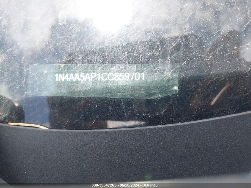 2012 Nissan Maxima 3.5 S VIN: 1N4AA5AP1CC859701 Lot: 39647265