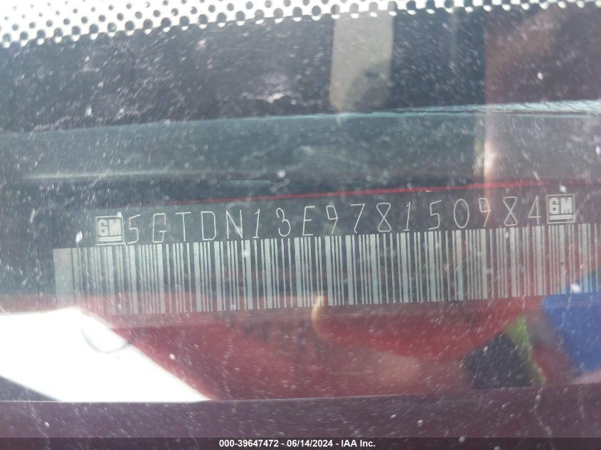 2007 Hummer H3 Suv VIN: 5GTDN13E978150984 Lot: 39647472