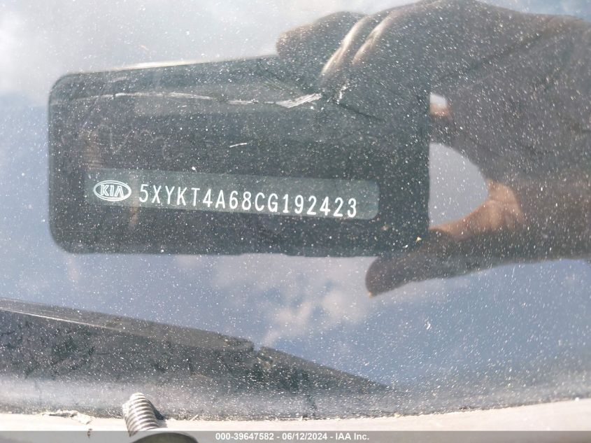 2012 Kia Sorento Lx VIN: 5XYKT4A68CG192423 Lot: 39647582
