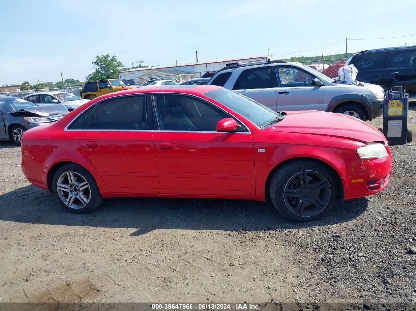 2007 Audi A4 2.0T VIN: WAUDF78E77A171936 Lot: 39647956