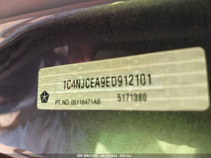 2014 Jeep Compass High Altitude VIN: 1C4NJCEA9ED912101 Lot: 39647992
