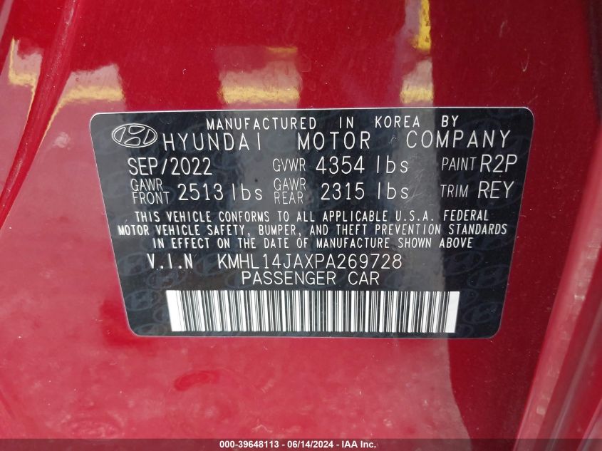 KMHL14JAXPA269728 | 2023 HYUNDAI SONATA