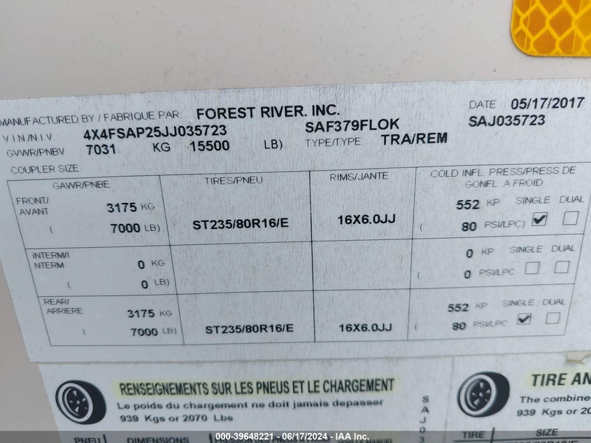 2018 Forest River Sandpiper   Beige vin: 4X4FSAP25JJ035723