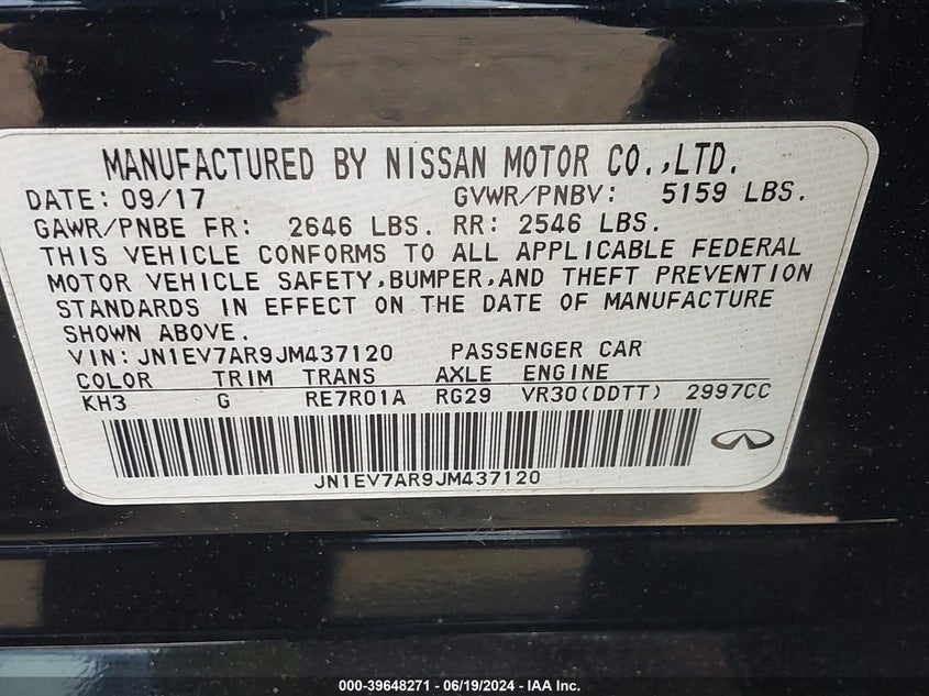 2018 INFINITI Q50 3.0T LUXE - JN1EV7AR9JM437120